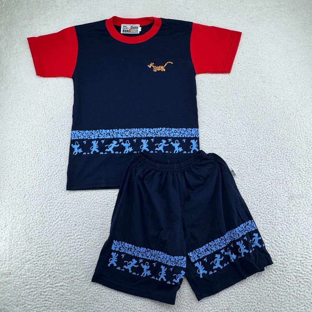 Vintage Miki House Tigger Matching SET Kids Large Blue Short Sleeve Shirt Shorts